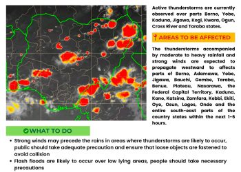 NiMet Issues Thunderstorm Alert for 21 States, FCT and South-East Region